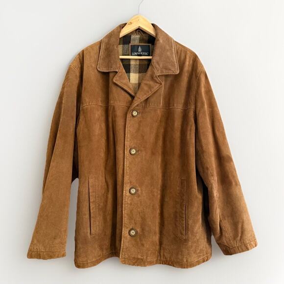 Vintage London Fog Brown Suede Leather Rancher Coat ~ Men’s Large ~ Wool Lined - Picture 1 of 9